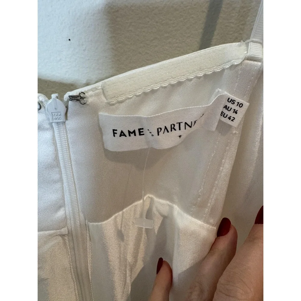 Free People Fame & Partners Dress Womens 10 White Satin Maxi Gown Bridal Wedding